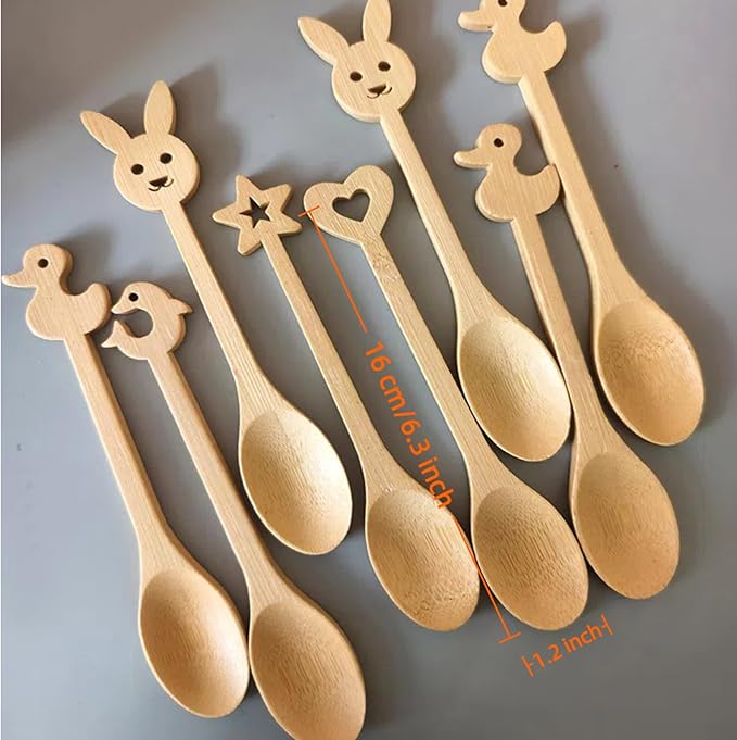 5 PC Bamboo Spoons, 6.3 inch Small Wooden Eating Spoon, Tiny Wood Honey Teaspoon for Coffee and Tea, Ice cream, Little Wooden Spoons For Daily Use