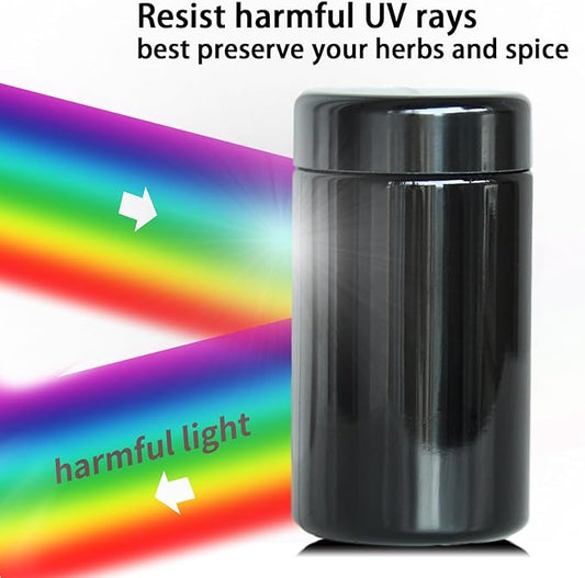 Black Glass Airtight Storage Container Jar 200ml with UV Protection for Spice Coffee