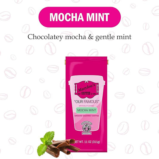 Marylou’s Coffee – Mocha Mint Flavored Ground Gourmet Coffee – 11 oz