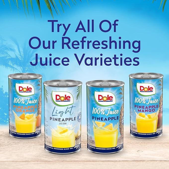 Dole Pineapple Juice, 100% Fruit Juice with Added Vitamin C, 6 Fl Oz (Pack of 6), 48 Total Cans