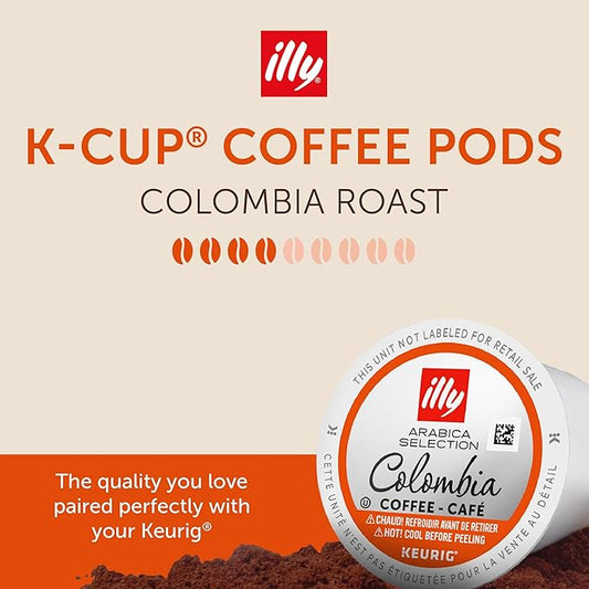 illy Coffee K Cup, Pods for Keurig Machines, Colombia Single Origin Roast, 100% Arabica, Premium Italian Coffee, 10 Count, 6 Pack