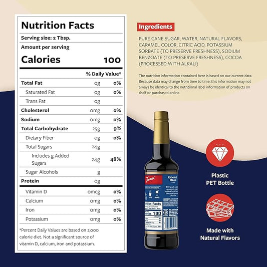 Torani Coffee Syrup, Chocolate Milano Flavored Syrup for Drinks, Pump Included, 25.4 Fl Oz