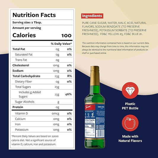Torani Green Apple Syrup for Drinks, Flavoring for Sodas and Cocktails, Glass Bottle with Pump Included, 25.4 Fl Oz