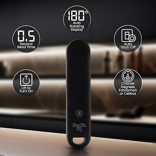 Professional Digital Food Thermometer, <1 Second Response time, ±0.5°F Accuracy, IP67 Waterproof, Magnetic, Auto-Rotate Thermometer for Cooking, Oven, Grill, BBQ, Liquid, Brewing, Tea, Candy