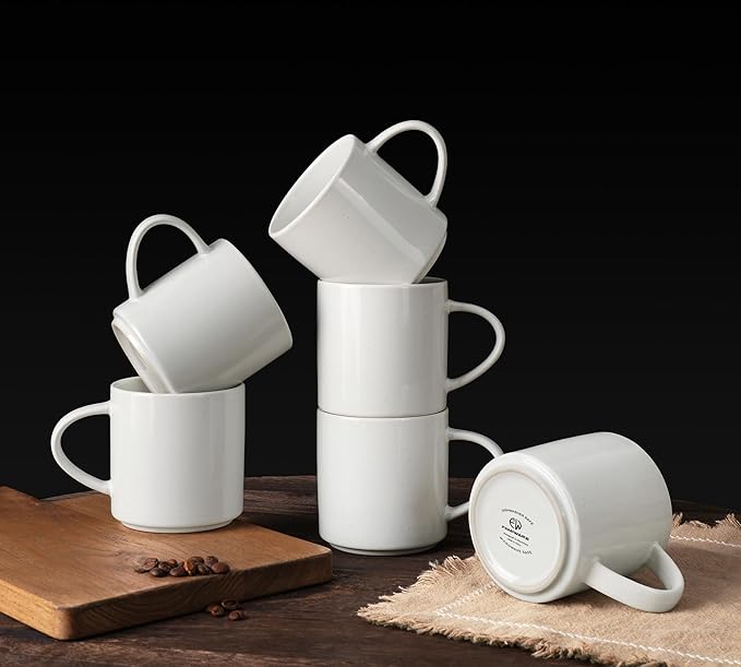 famiware Nebula 6 Pieces Coffee Mug, 12 oz Catering Mugs with Handle for Coffee, Tea, Cocoa, Milk, White