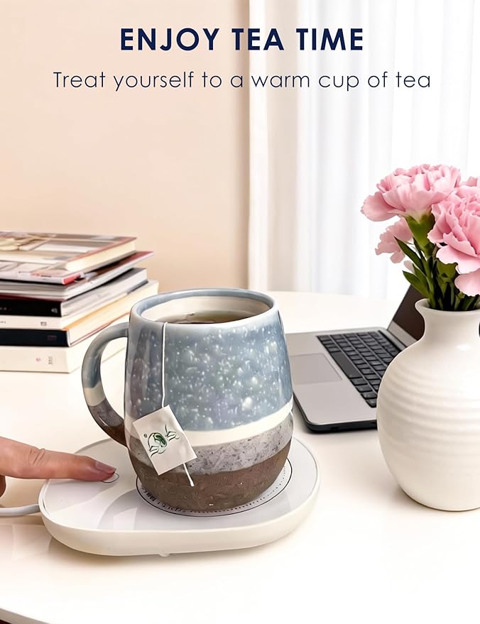 SISETOP 13.5 OZ Large Tea Cup with Infuser and Lid, Reactive Glaze Tea Infuser Mug, Ceramic Loose Leaf Teacup for Brewing, Microwave & Dishwasher Safe, Pale Blue