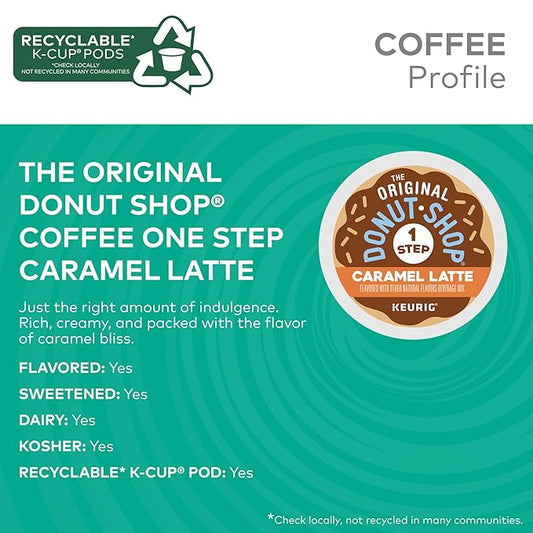 The Original Donut Shop Caramel One-Step Latte, Keurig Single Serve K-Cup Pods, 20 Count