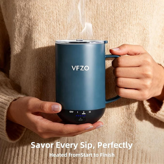 Self Heating Coffee Mug,High-Capacity- 18 oz, 180 Min Battery Life, Smart Heated Coffee Mug,Smart Mug, Simple Temperature Control Operation, Gifts for Family Members (Navy Blue)