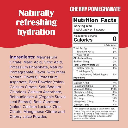 Ultima Replenisher Daily Electrolyte Powder Drink Mix – Sugar Free – Cherry Pomegranate, 30 Servings – Hydration Powder with 6 Electrolytes and Trace Minerals – Keto Friendly, Vegan, Non-GMO