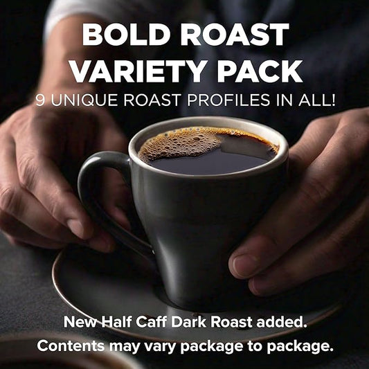 Maud's Bold Dark Roast Coffee Pods Variety Pack, 40 ct, 9 Assorted Dark Roast Flavors in Single Serve Pods – 100% Arabica Coffee, Compatible with Keurig K Cups Maker