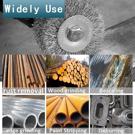 BeQell Wire Brush for Drill, 3pcs 4 Inch Wire Wheel Brush Cup Set, 0.012 Inch Coarse Carbon Steel Crimped Wire Wheel Brush with 1/4-Inch Hex Shank for Rust Removal, Clean Paint ,Corrosion