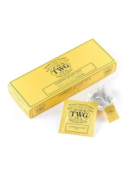 TWG Tea | Jasmine Queen Tea | Green Tea | Sweet Lemon & Rose | 15 Hand Sewn Cotton Teabags | Gift Set