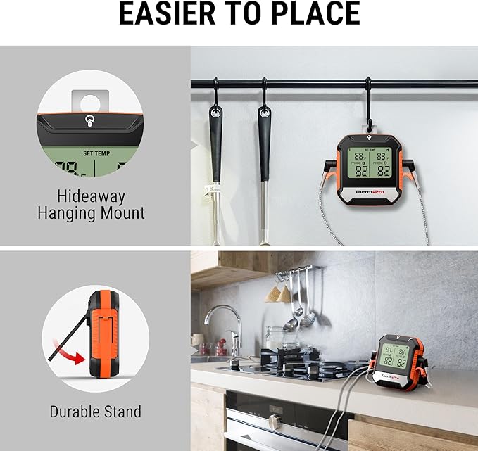 ThermoPro 450 ft Bluetooth Meat Thermometer with 2 Probes, Meat Thermometer Digital Wireless for BBQ Oven, Smoker Thermometer for Cooking Chicken Steaks Poultry