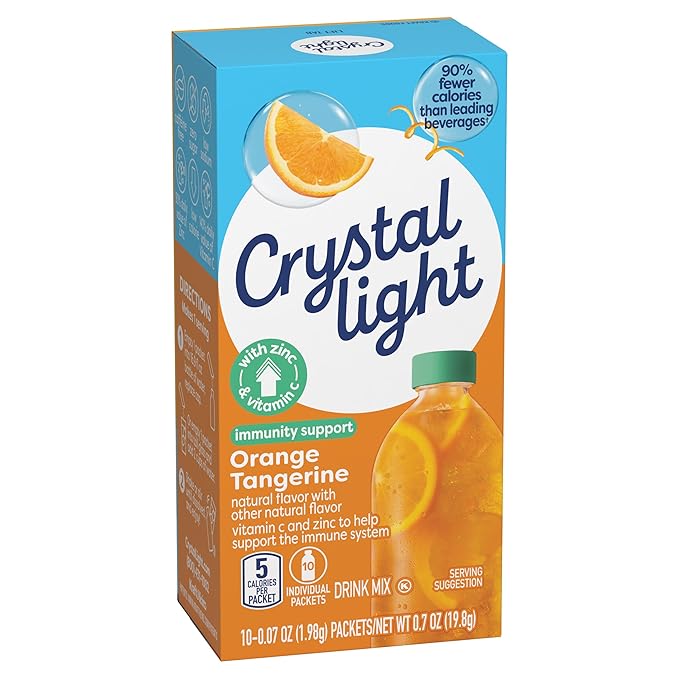 Crystal Light Immunity Support Orange Tangerine natural flavor with other natural flavor Powdered Drink Mix, .07 oz Packets, 10 per Box