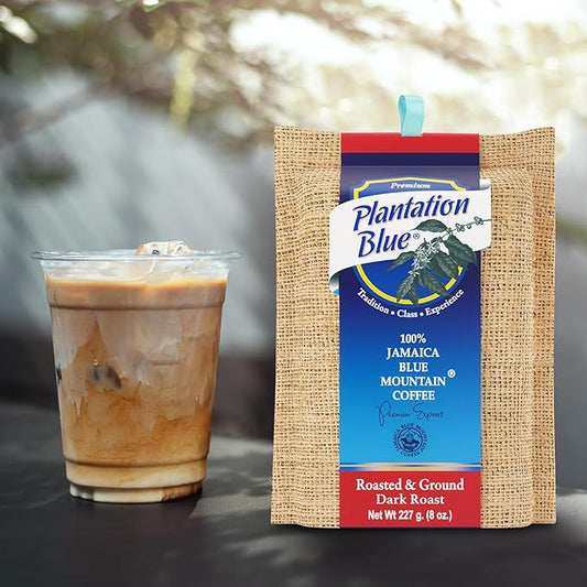 PREMIUM PLANTATION BLUE TRADITION CLASS EXPERIENCE 100% Blue Mountain Coffee, Dark Roast, Ground, Jamaican Coffee (8oz)