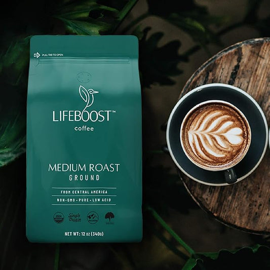 Lifeboost Coffee 3 Pack Medium Roast Ground Coffee - Low Acid Single Origin USDA Organic Coffee - Non-GMO Ground Coffee Third Party Tested For Mycotoxins & Pesticides - 12 Ounces