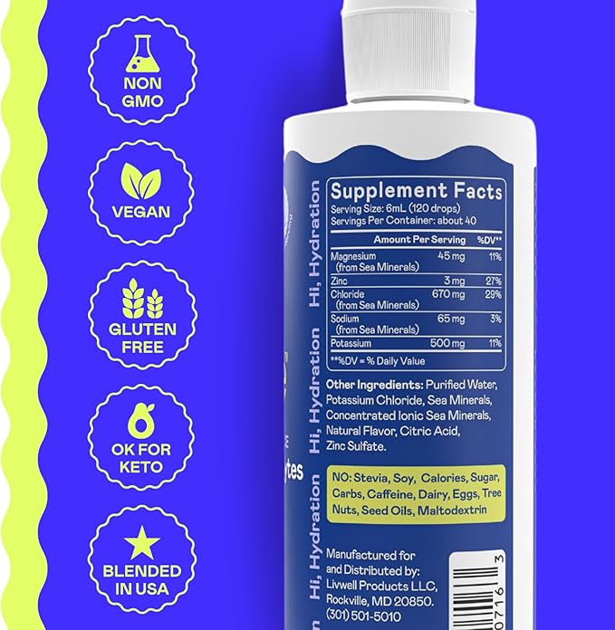 Hi-Lyte K500 Unflavored Electrolytes Liquid Mix – High Potassium Concentrate for Keto, Fasting & Performance – 40 Servings