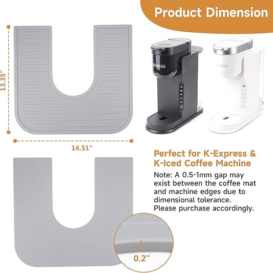 Silicone Coffee Mat for Keurig K-Express and K-Iced Coffee Maker, Coffee Bar Accessory for Countertop, Espresso Machine Accessories, Splash-proof, Easy to Move, Dishwasher Safe
