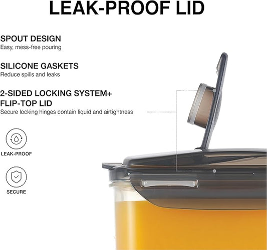LocknLock Aqua Fridge Door Water Jug with Handle BPA Free Plastic Pitcher with Flip Top Lid Perfect for Making Teas and Juices, 3 Quarts, Gray