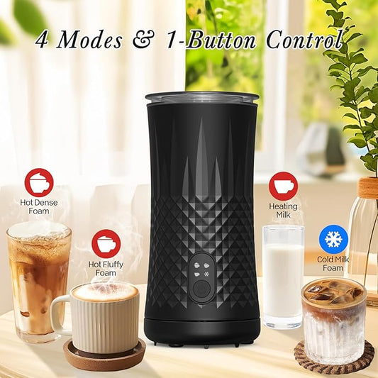 Milk Frother and Steamer,Hot and Cold Foam Maker and Milk Steamer Function 4 In 1, Automatic with Smart Temperature Control for Coffee, Latte,Christmas Gift for Cappuccino and Macchiato Accessories