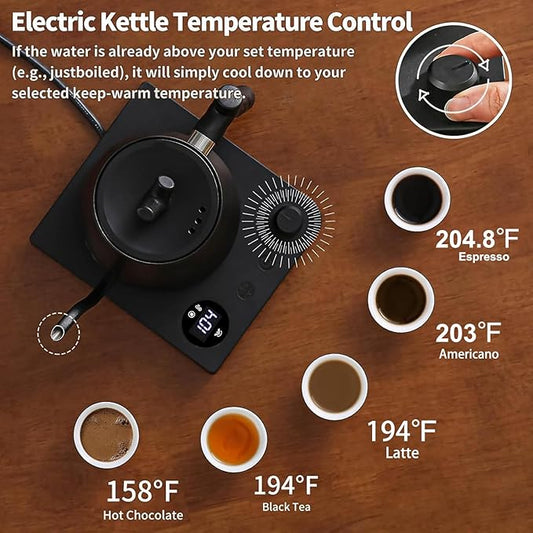 Water Kettle Electric,Gooseneck Electric Kettle with 50pcs Coffee Filter,±1℉ Temperature Control, Fast Heating, Stainless Steel Interior, Ideal for Precise Pour-Over Coffee and Tea