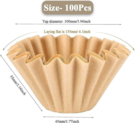 1-2 Cup Brown Coffee Filters, 100 Count Unbleached Basket Coffee Filter Paper for Miniature Mr Coffee, Small Coffee Maker, Single Serve Coffee Pot, Pour Over Coffee Kit
