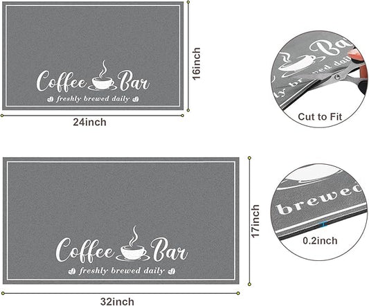 Absorbent Coffee Mat, Fashion Dish Drying Mat for Kitchen Counter Coffee Bar Accessories Espresso Machine Dish Rack 17" x 32" Dark Grey