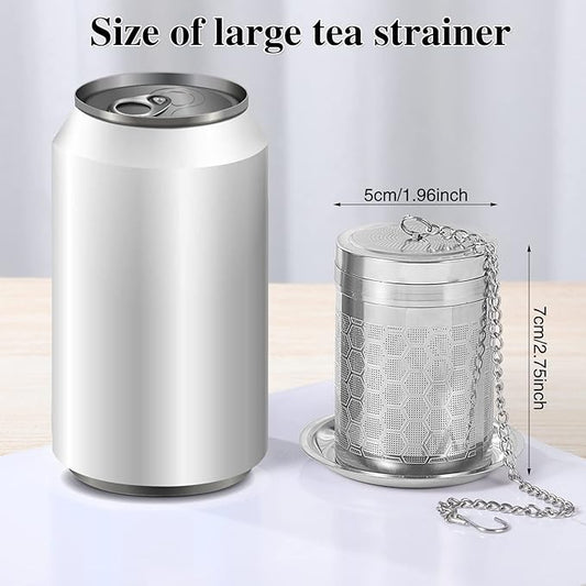 2 Pack Tea Infuser, Tea Strainers for Loose Tea Mesh Stainless Tea Strainer Loose Leaf Tea Steeper Tea Diffuser with Tea Basket and Lid for Black Tea, Spices and Seasonings
