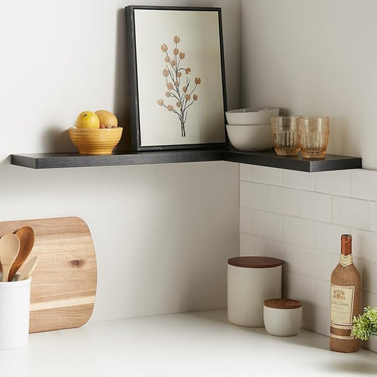 BAYKA Floating Shelves for Wall, 22.5 inches Black Wall Shelves for Bathroom, Bedroom, Living Room, Kitchen & Book, Hanging Display Decor Organizer Shelf with 22 lbs Capacity