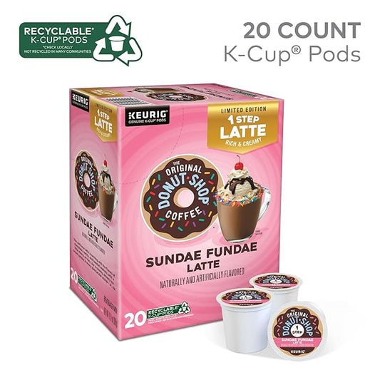 The Original Donut Shop Sundae Fundae One-Step Latte, Keurig Single Serve K-Cup Pods, 20 Count