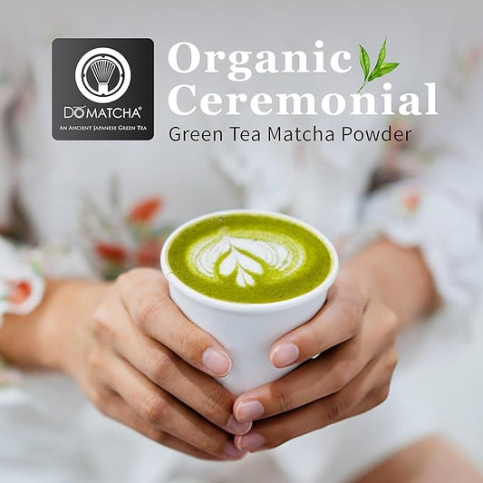 DoMatcha - Organic Ceremonial Green Tea Matcha Powder, Natural Source of Antioxidants, Caffeine, and L-Theanine, Promotes Focus and Relaxation, Kosher, 25 Servings (1 oz)