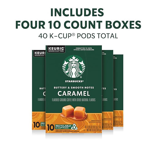Starbucks K-Cup Coffee Pods, Flavored Hot or Iced Coffee, Caramel, 40 Keurig Pods