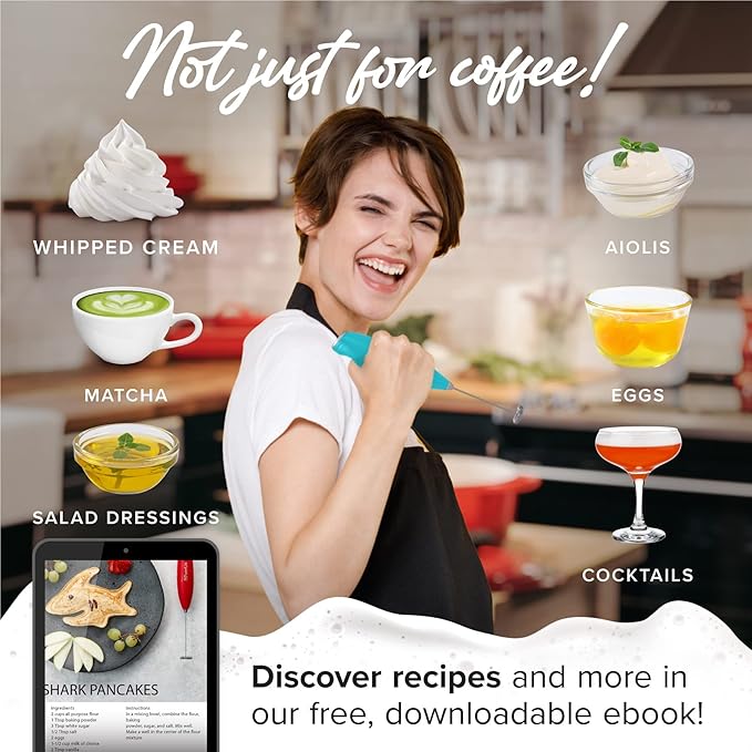 PowerLix Milk Frother Handheld Battery Operated Electric Whisk Beater Foam Maker For Coffee, Latte, Cappuccino, Hot Chocolate, Durable Mini Drink Mixer With Stainless Steel Stand Included-SB