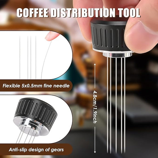 53mm Espresso Tamper, 2-in-1 Premium Barista Coffee Tamper & WDT Tool, Excellent Quality Curve Stainless Steel Base Tamper for Espresso Machine, Compatible with Breville Series 54mm Portafilter Baske