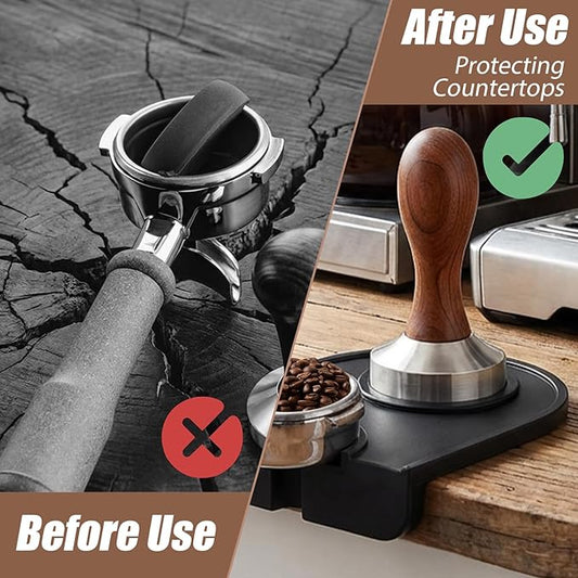 Espresso Tamping Mat, Food Grade Silicone Coffee Tamper Mat 5.5 x 4.9 Inch, Heat Resistant Waterproof Tamping Station For Espresso Machine Accessories, Barista Tools And Countertop Protection