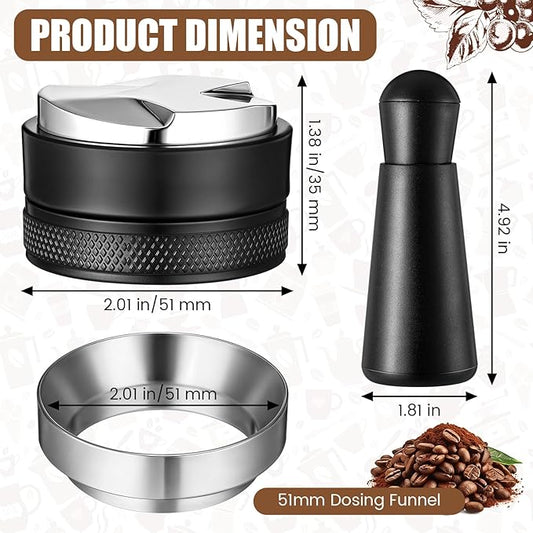 LemonRoad 51mm Espresso Accessories Kit, Coffee Distributor, Tamper Leveler, Coffee Tamper, WDT Tool and Dosing Funnel Set Fits 51 mm Espresso Machines and Portafilters
