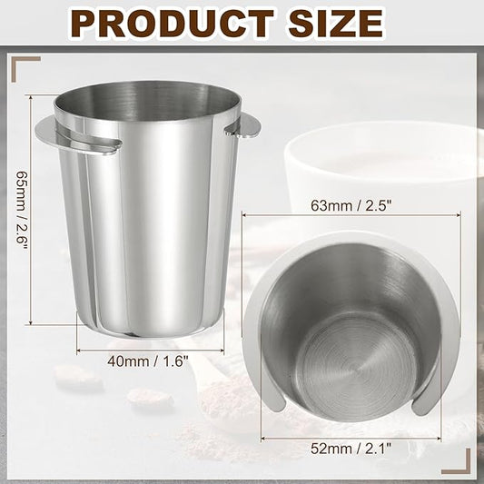 uxcell 53mm Coffee Grinder Powder Cup, Stainless Steel Espresso Coffee Powder Feeder, Espresso Coffee Machine Tools for Coffee Tamper (Silver)