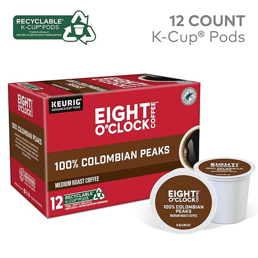 Eight O'Clock Coffee Colombian Peaks Keurig Single-Serve K-Cup Pods, Medium Roast Coffee, 72 Count