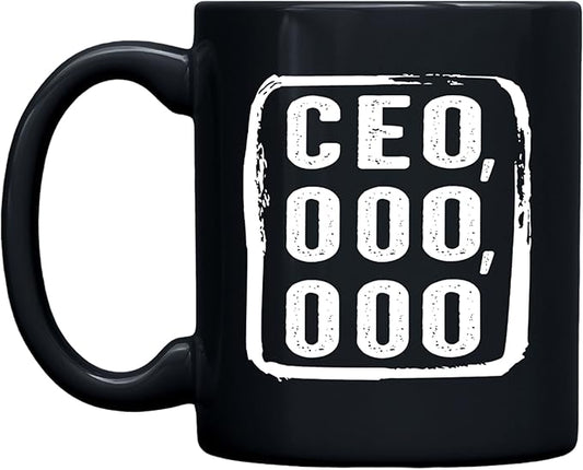 THE CEO Stylish Coffee Mug for Coffee Lovers - Premium Boss Mug with Gloss Finish - Premium Ceramic, Microwave Safe, 11oz Gift Mugs - CEO,000,000 (Black)