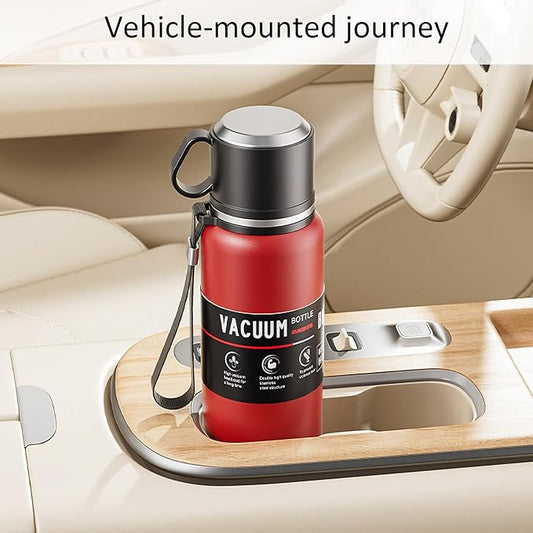 Double wall vacuum Leakproof stainless steel wide mouth insulated water bottle;tea tumbler with tea strainer infuser basket,cup and lid; travel coffee thermoses hot drinks;portable cold thermal flask