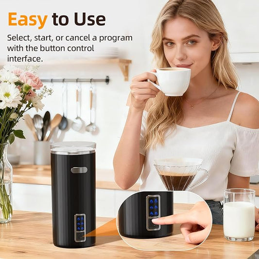 Milk Frother, 6-in-1 Electric Milk Steamer, 8.5oz/250ml Automatic Warm and Cold Foam Maker and Milk Warmer for Latte, Cappuccinos, Macchiato, From the Makers of Instant 400W, Black