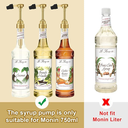 2 Golden Syrup Pump Heads, Exclusively Compatible with Glass 750 ml (25.4 fl oz) Bottles (2-Pack), Featuring Pointed Cap