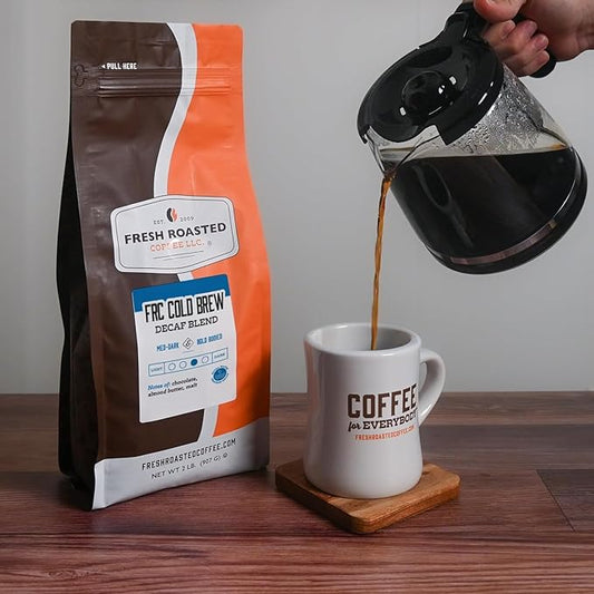 Fresh Roasted Coffee, FRC Cold Brew Decaf, 2 lb, Medium-Dark Roast, Kosher, Whole Bean
