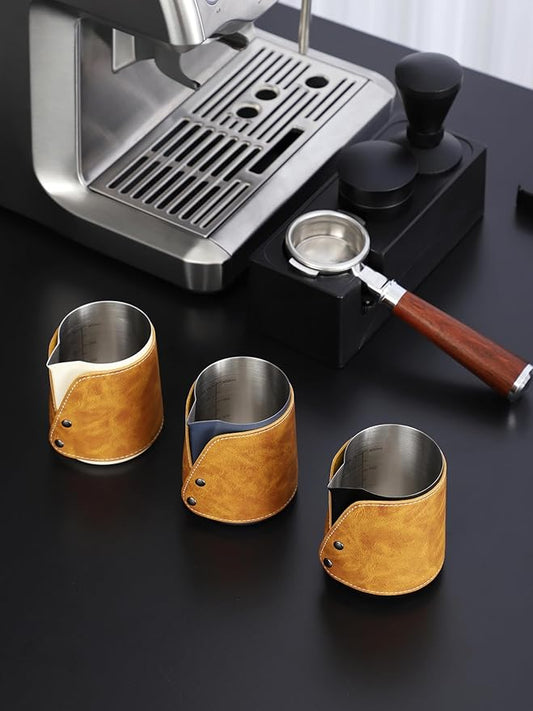 Handleless Milk Frothing Pitcher 450ml/15oz,304 Stainless steel Espresso Steaming Pitcher,milk frother cup,Milk Jug Cup,Latte Art(Blue)