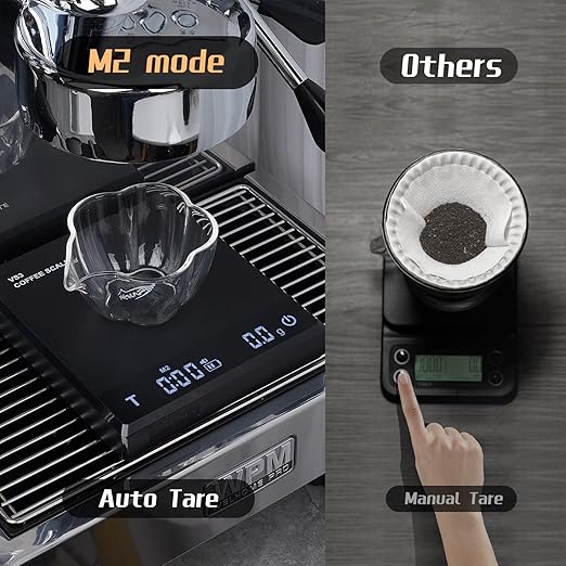 IKAPE Digital Coffee Scale with Timer, 2kg/0.1g High Precision Rechargeable Drip Espresso Scale with Tare Function, LED Display(Black)