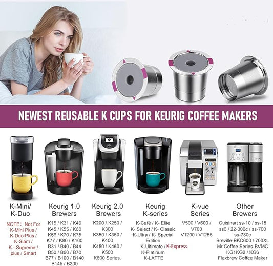 Reusable K Cups for K eurig, Universal stainless steel Reusable Coffee Pods, Refillable Single K Cups for K 2.0 and 1.0 Coffee Makers (1-PACK)