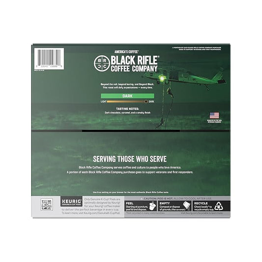 Black Rifle Coffee Company Dark Roast Coffee Pods – 100% Arabica, Bold, Smoky Single-Serve K-Cup Compatible – Veteran-Founded Premium Coffee – Beyond Black – 50 Count
