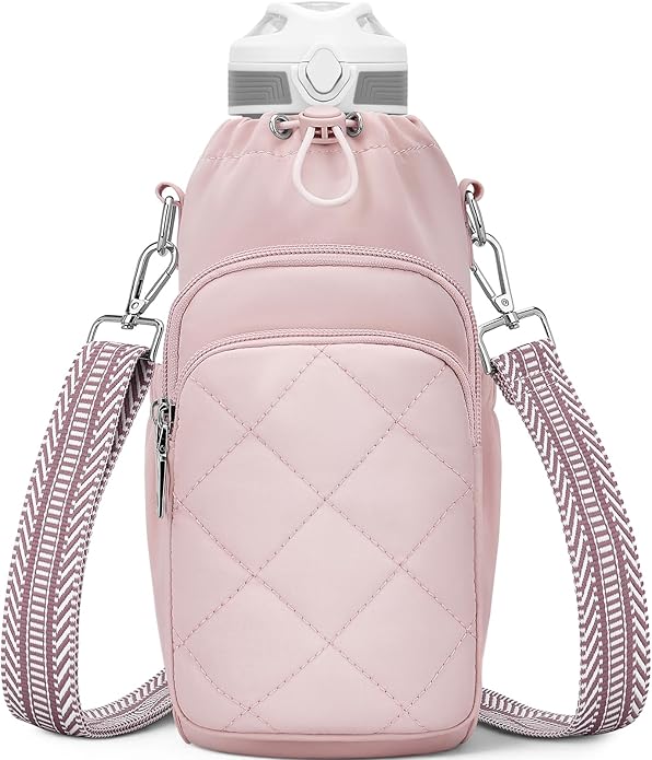 Water Bottle Bag Crossbody,Insulated Water Bottle Purse Crossbody Water Bottle Holder with Strap 40 oz
