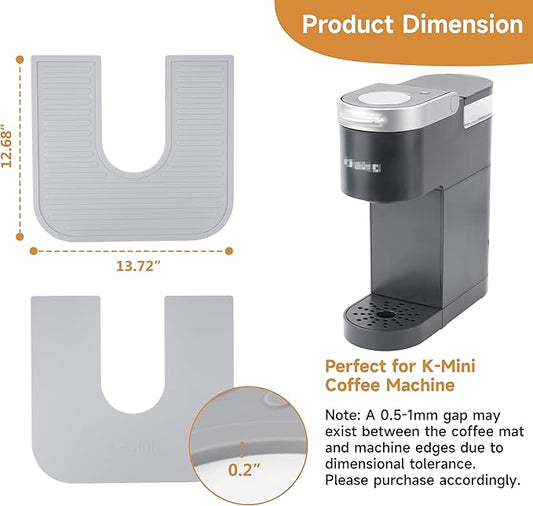 Silicone Coffee Mat for Keurig K-Mini Coffee Maker, Coffee Bar Accessory for Countertop, Espresso Machine Accessories, Splash-proof Design, Dishwasher Safe