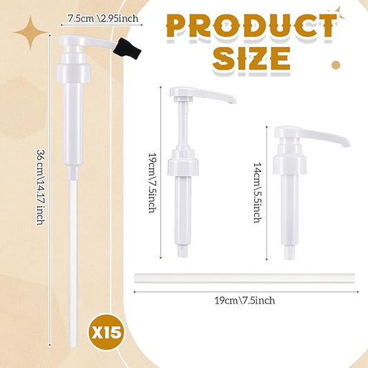 Nuogo Coffee Syrup Pump Compatible with Monin 750ml (25.4 Fl Oz) Glass Bottles Flavor Syrup Pump Dispenser with Tip Covers(15 Pcs,White)